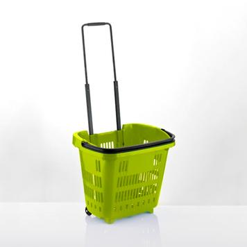 Roller Basket on Wheels with Telescopic Handle - 34 Litres