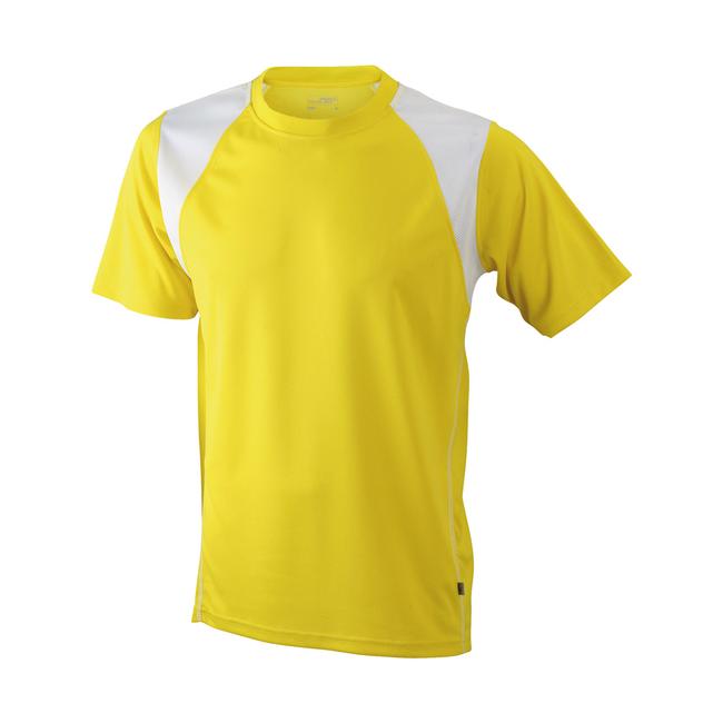 Men Running T-shirt, 2-coloured sports T-shirt for men yellow/white | L ...