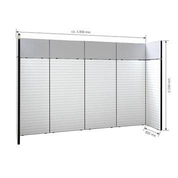 FlexiSlot-® Slatwall Exhibition Stand "Style Black" - 3900 x 800 mm Headstand