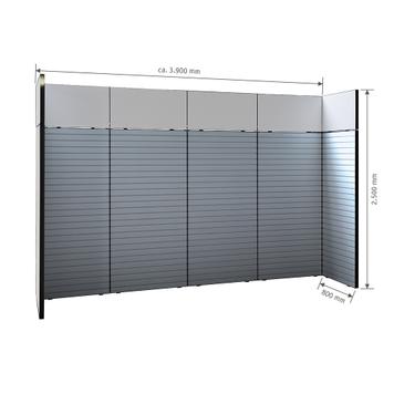 FlexiSlot-® Slatwall Exhibition Stand "Style Black" - 3900 x 800 mm Headstand